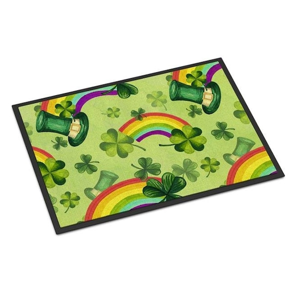Carolines Treasures BB7560MAT Watercolor St Patricks Day Lucky Leprechan Indoor or Outdoor Mat; 18 x 27 in. BB7560MAT - main